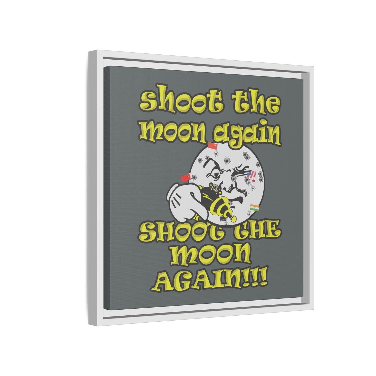 shoot the moon again - framed canvas art (dark grey)