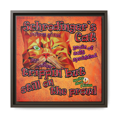 schrodinger's cat - framed canvas art (burnt orange)