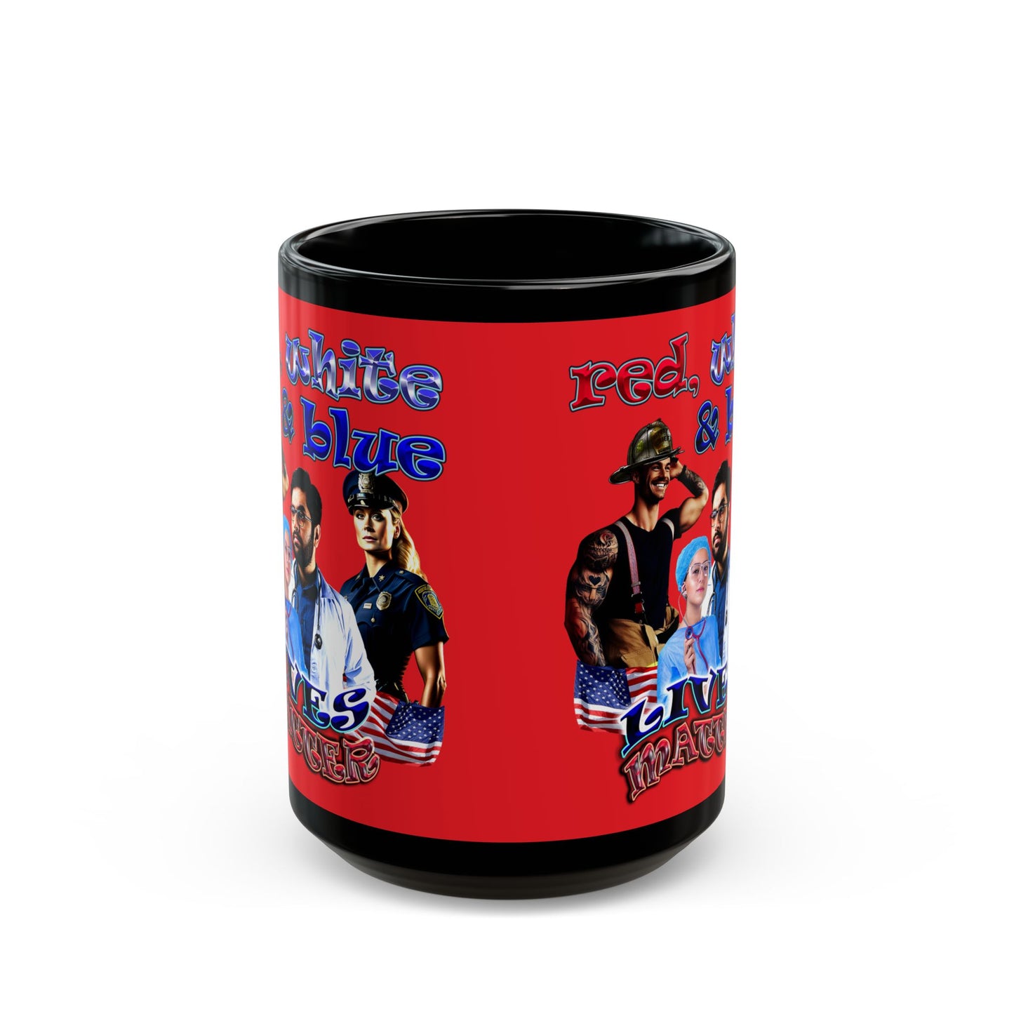rw&b lives matter - Black Mug (red)