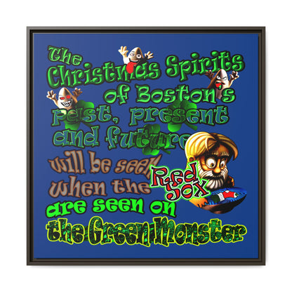 christmas spirits of boston - framed canvas art (dark blue)