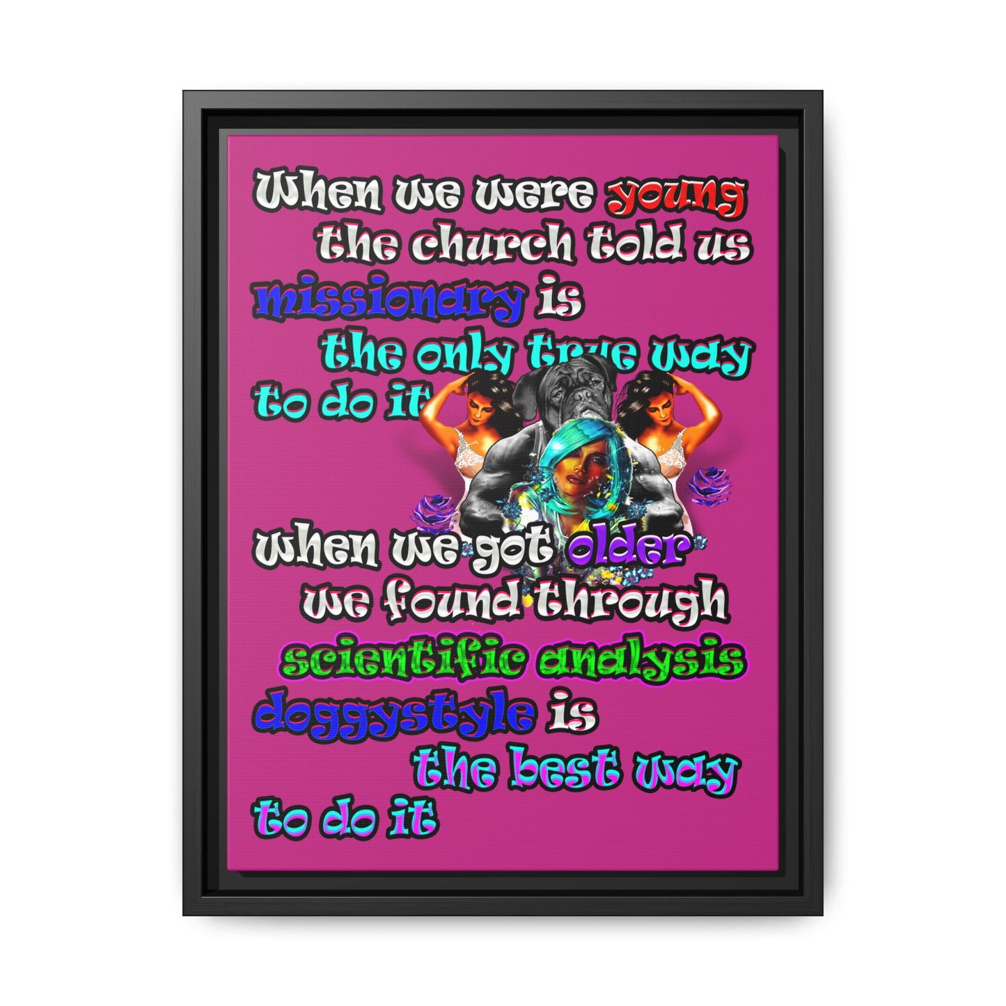 doggystyle - framed canvas art (pink)