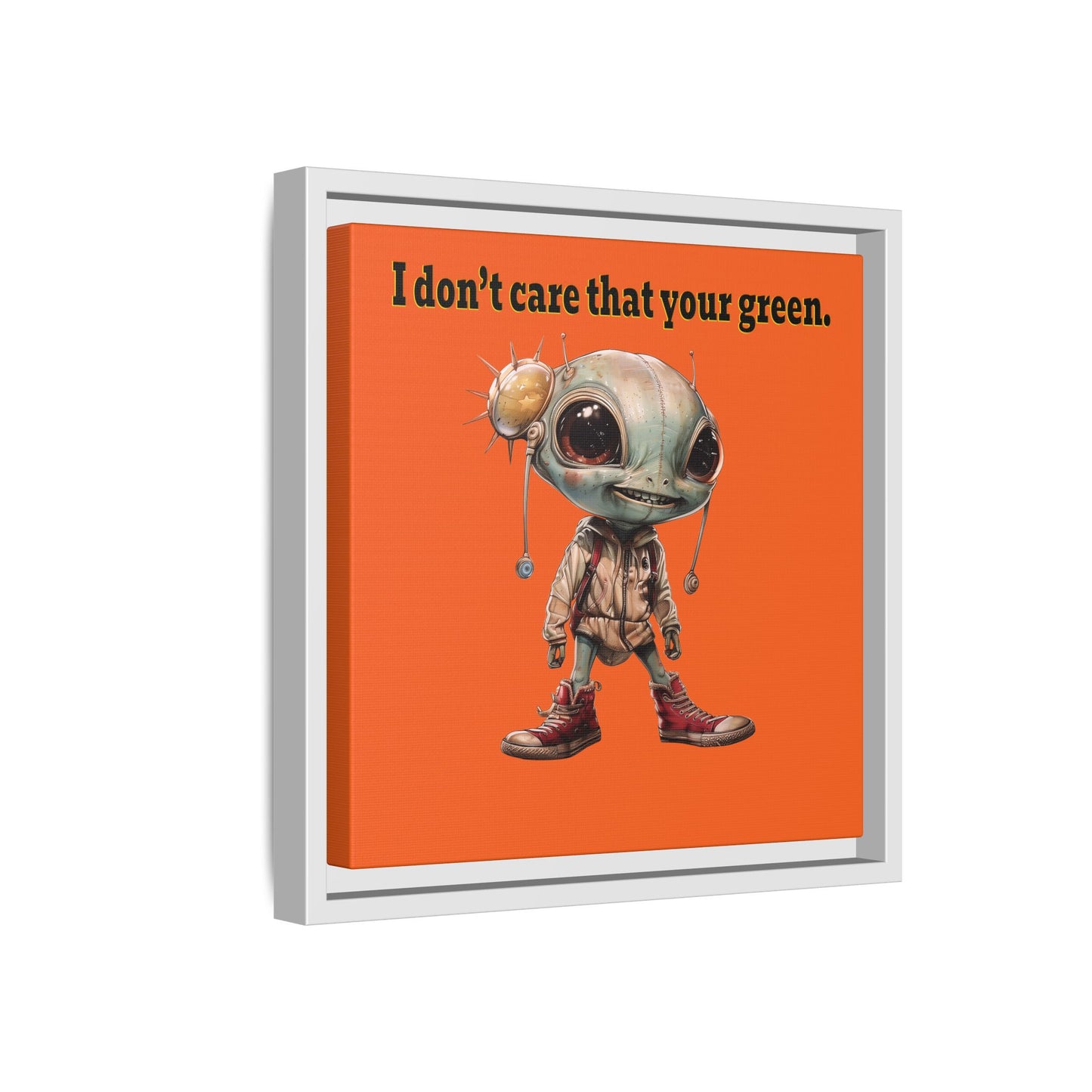 I don't care that your green - framed canvas art (orange)