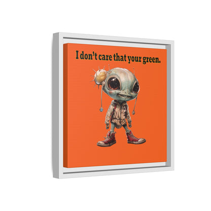 I don't care that your green - framed canvas art (orange)