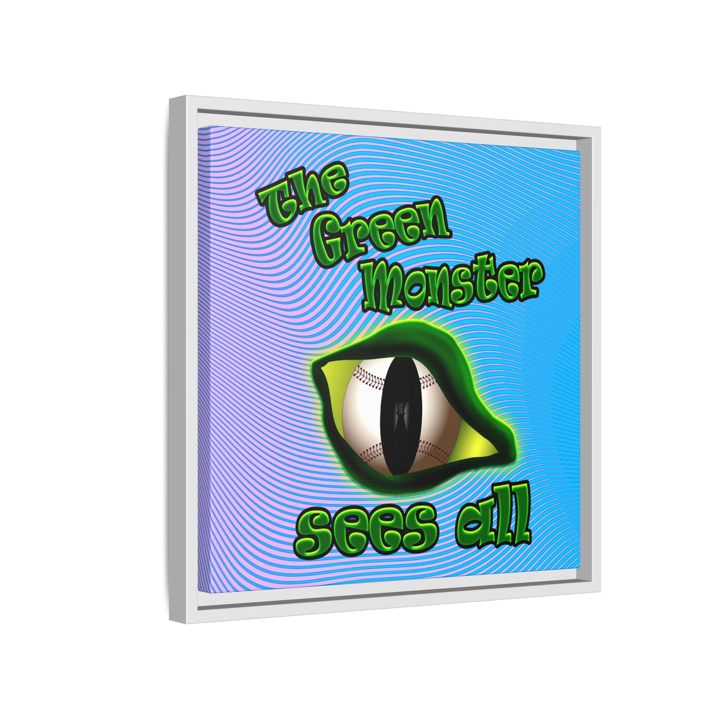 green monster - framed canvas art (light blue-purple wave)