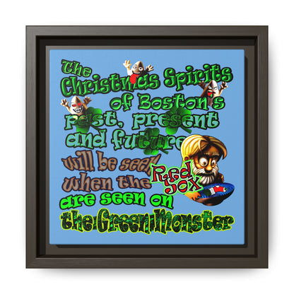 christmas spirits of boston - framed canvas art (light blue)