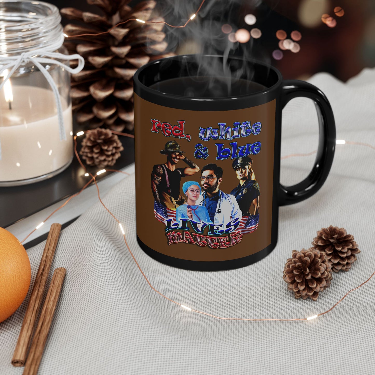 rw&b lives matter - Black Mug (brown)