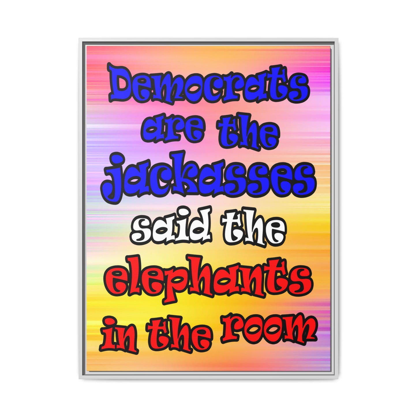donkeys and elephants - framed canvas art (color blur)
