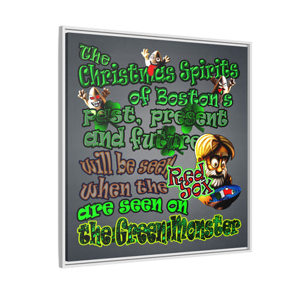 christmas spirits of boston - framed canvas art (grey-light grey)