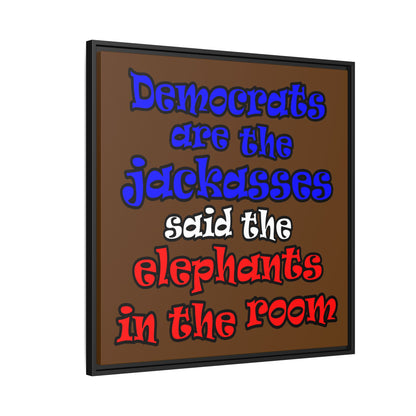 donkeys and elephants - framed canvas art (brown)