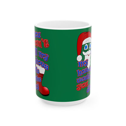 santa's shoes - White Mug (dark green)