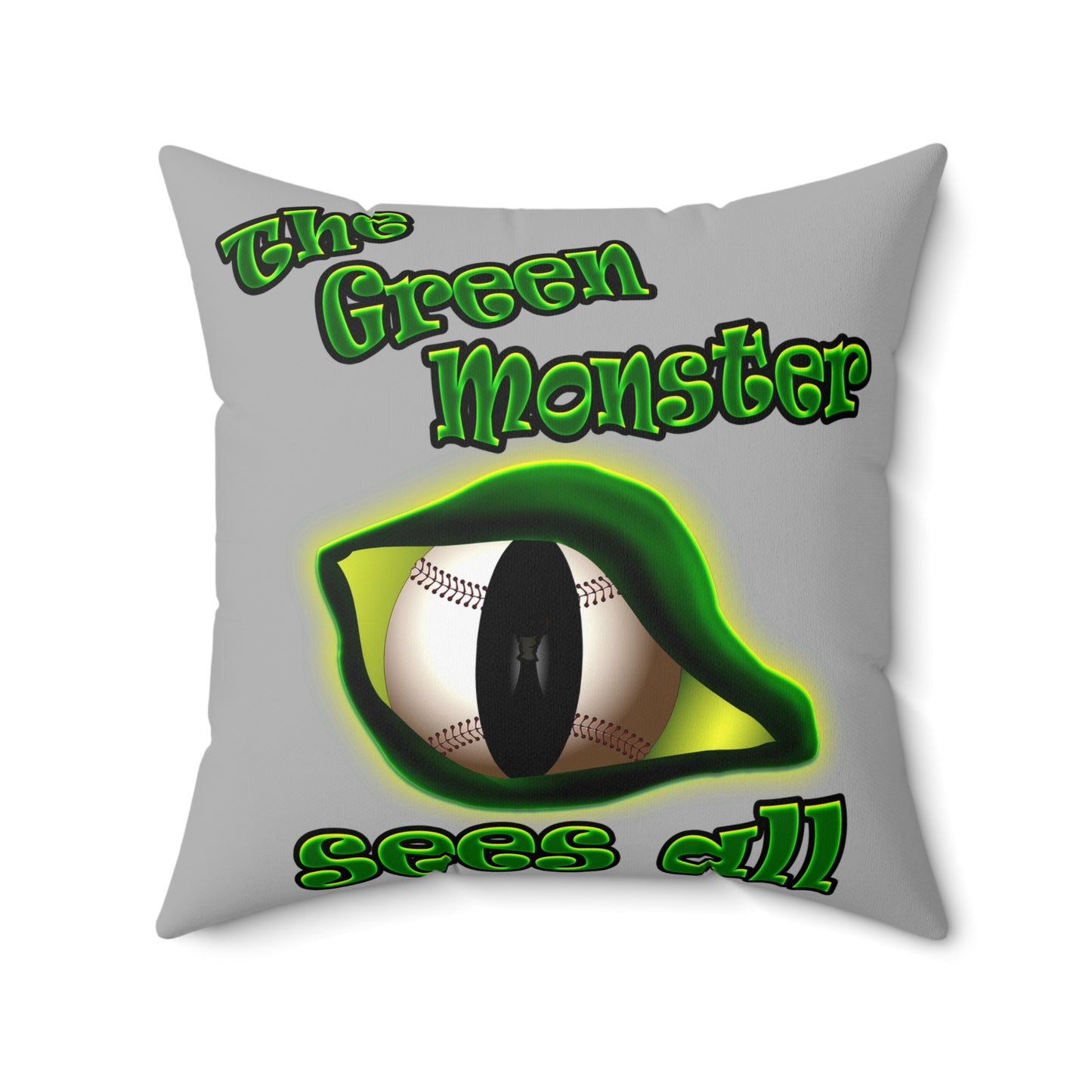 green monster - Spun Polyester Square Pillow - (light grey)