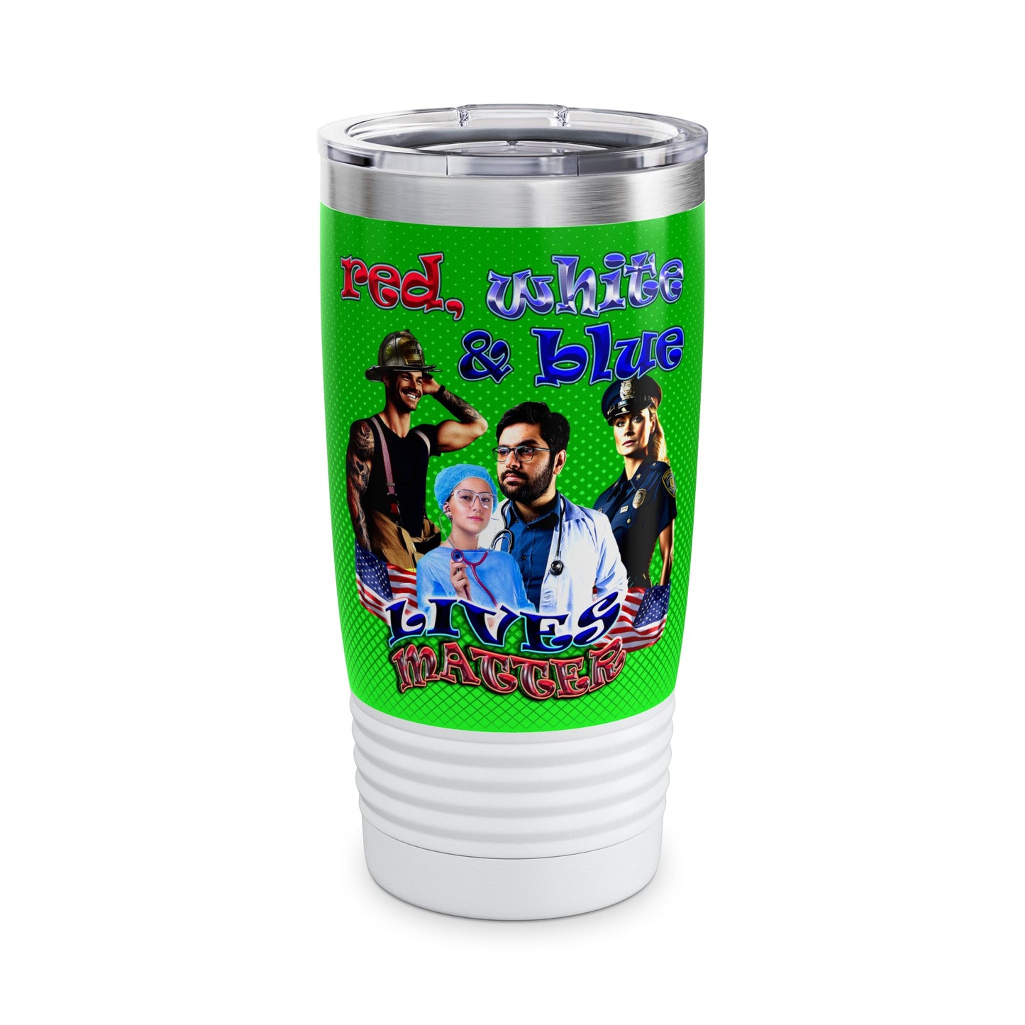rw&b lives matter - Ringneck Tumbler, 20oz (logo green)