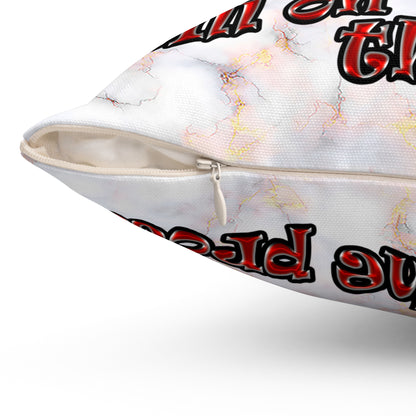 schrodinger's cat - Spun Polyester Square Pillow - (white marble)