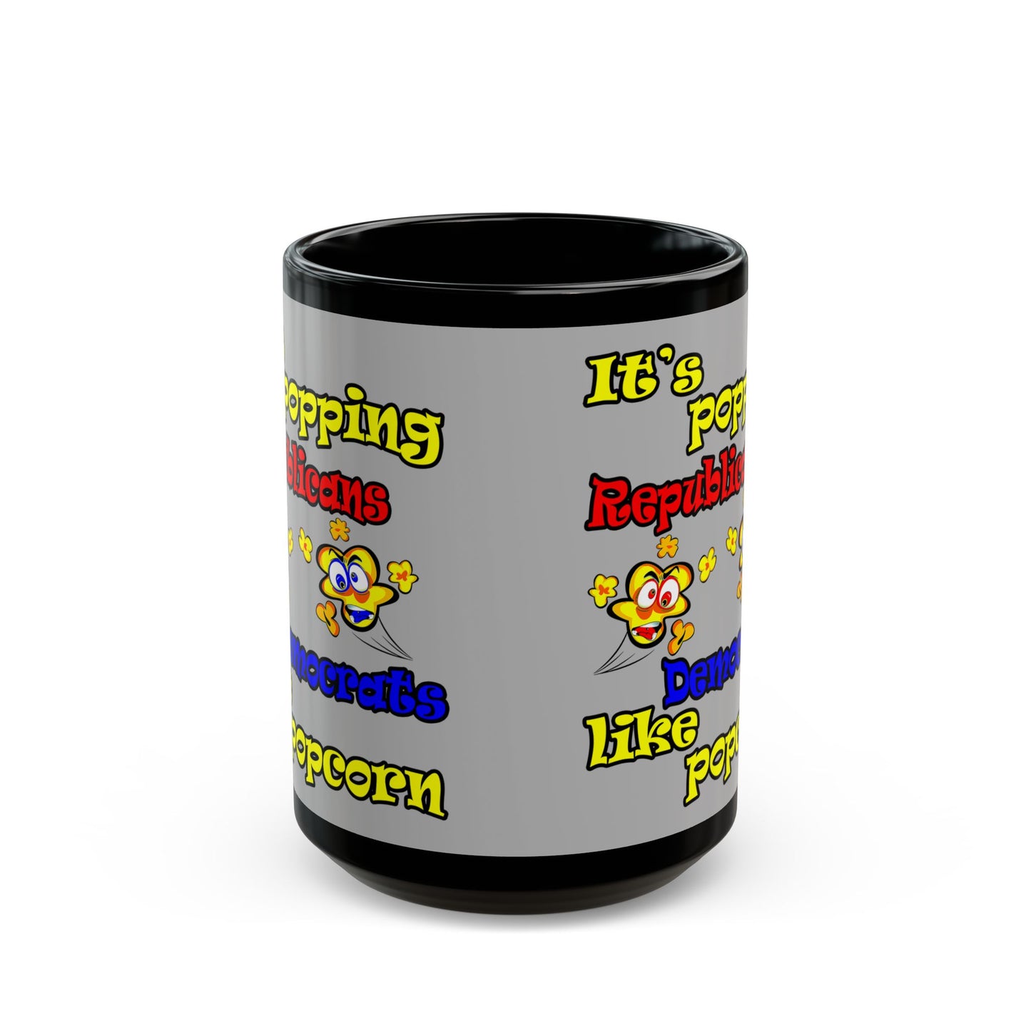popping like popcorn - Black Mug (light grey)
