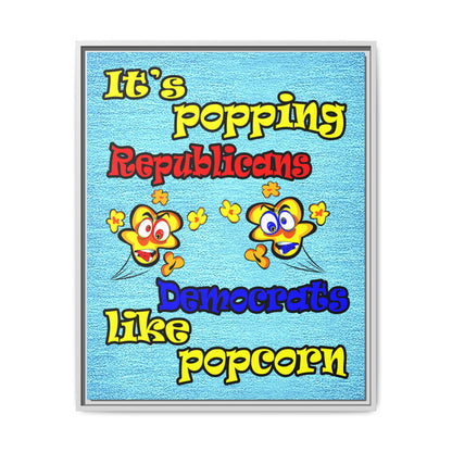 popping like popcorn - framed canvas art (faded dark blue)