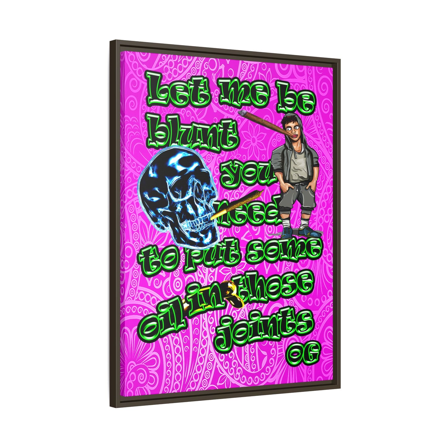 og - framed canvas art (pink swirl)