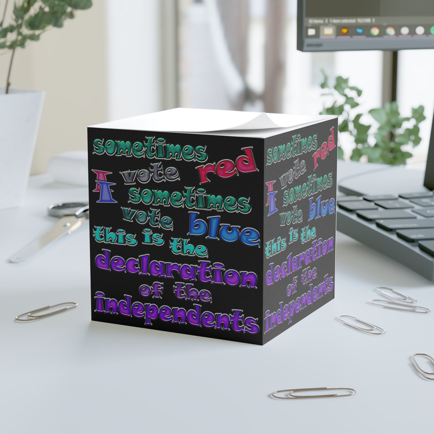 declaration of the independents - note cube (black)