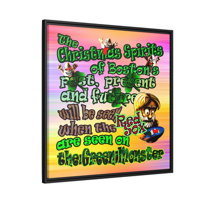 christmas spirits of boston - framed canvas art (color blur)