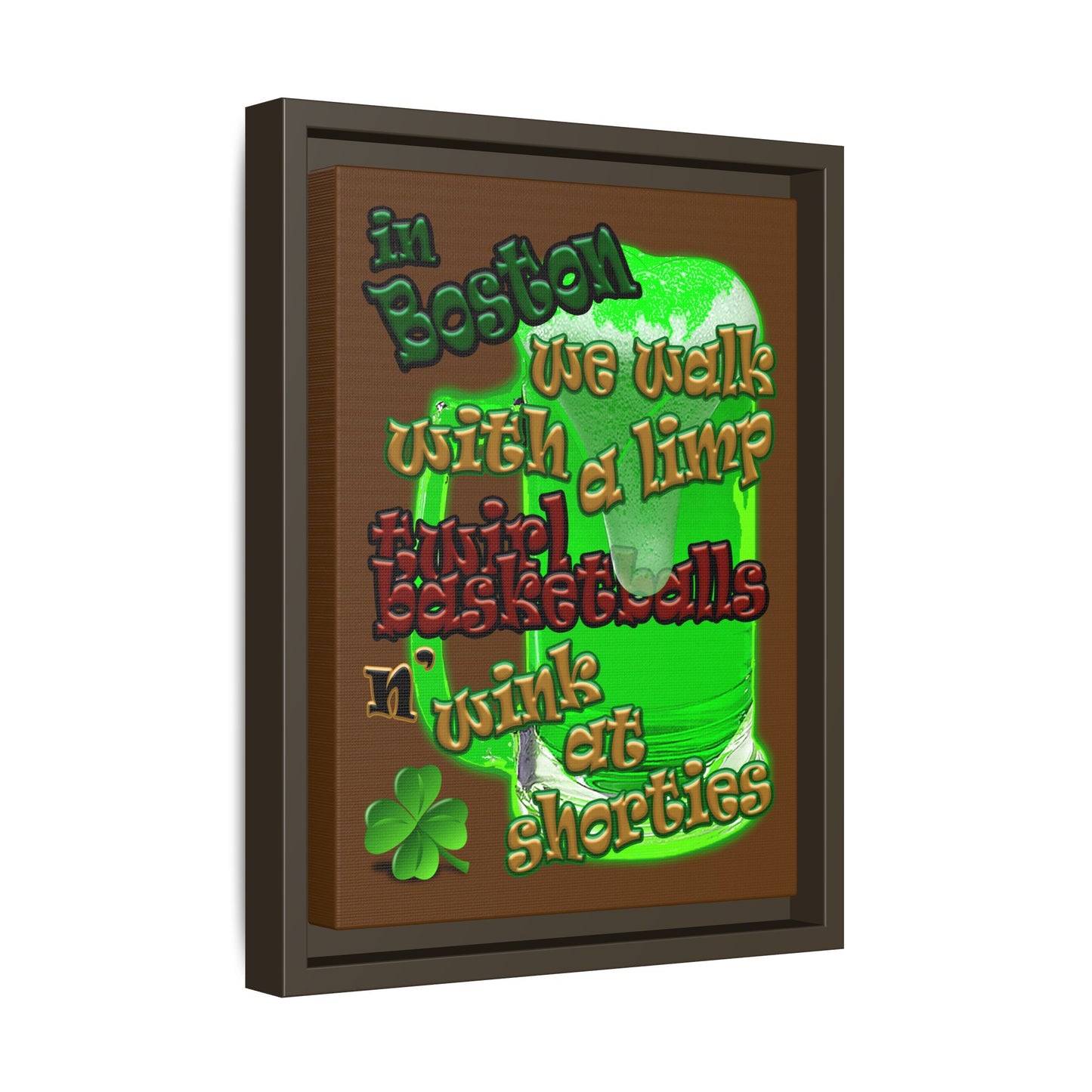 celtics logo - framed canvas art (brown)