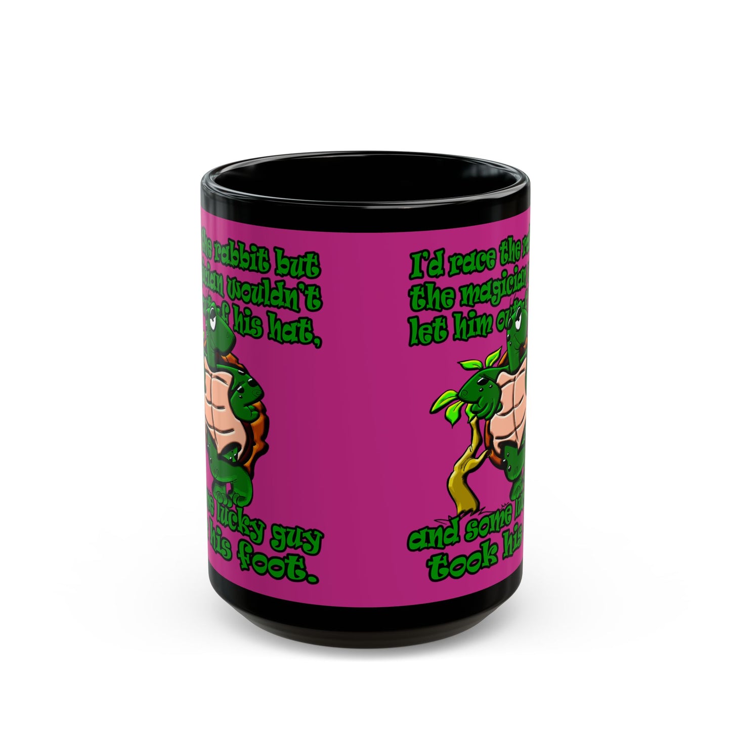 turtle race - Black Mug (pink)