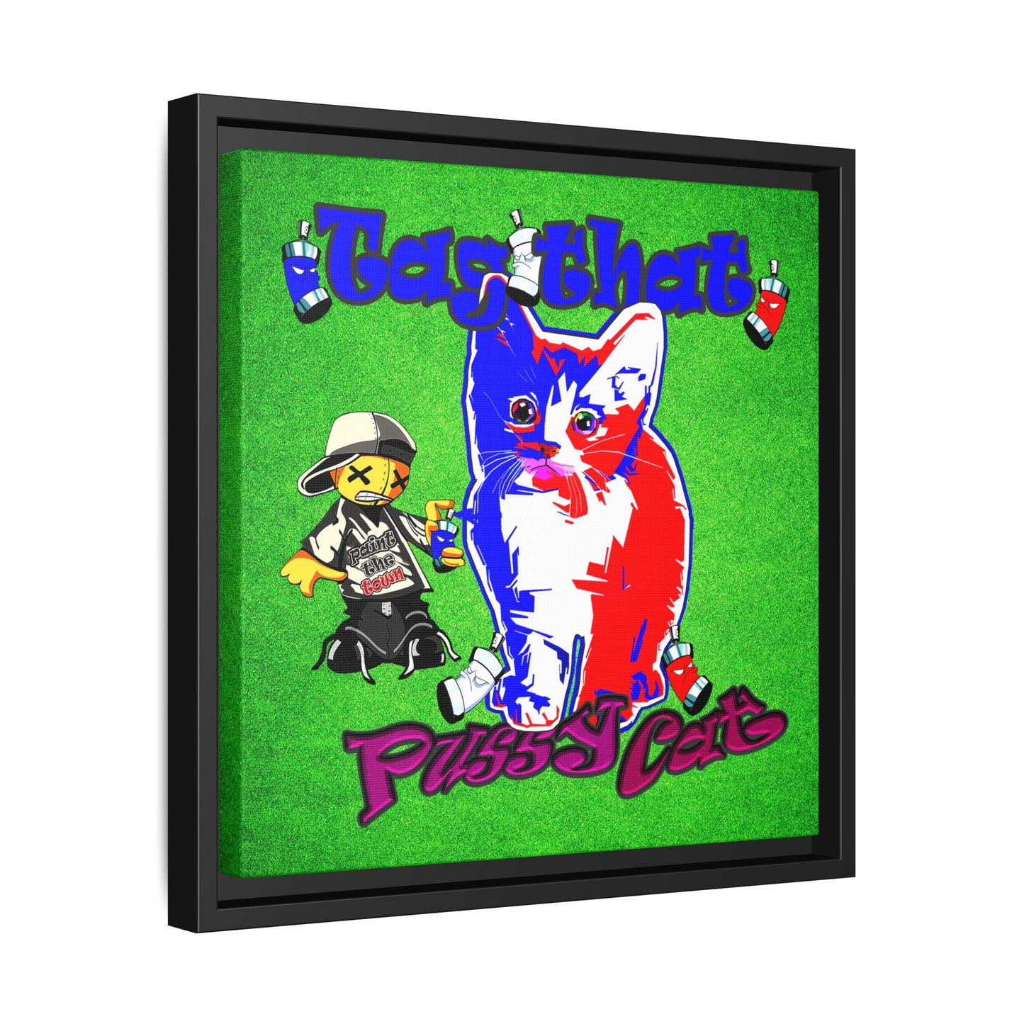 tag that - framed canvas art (green turf)