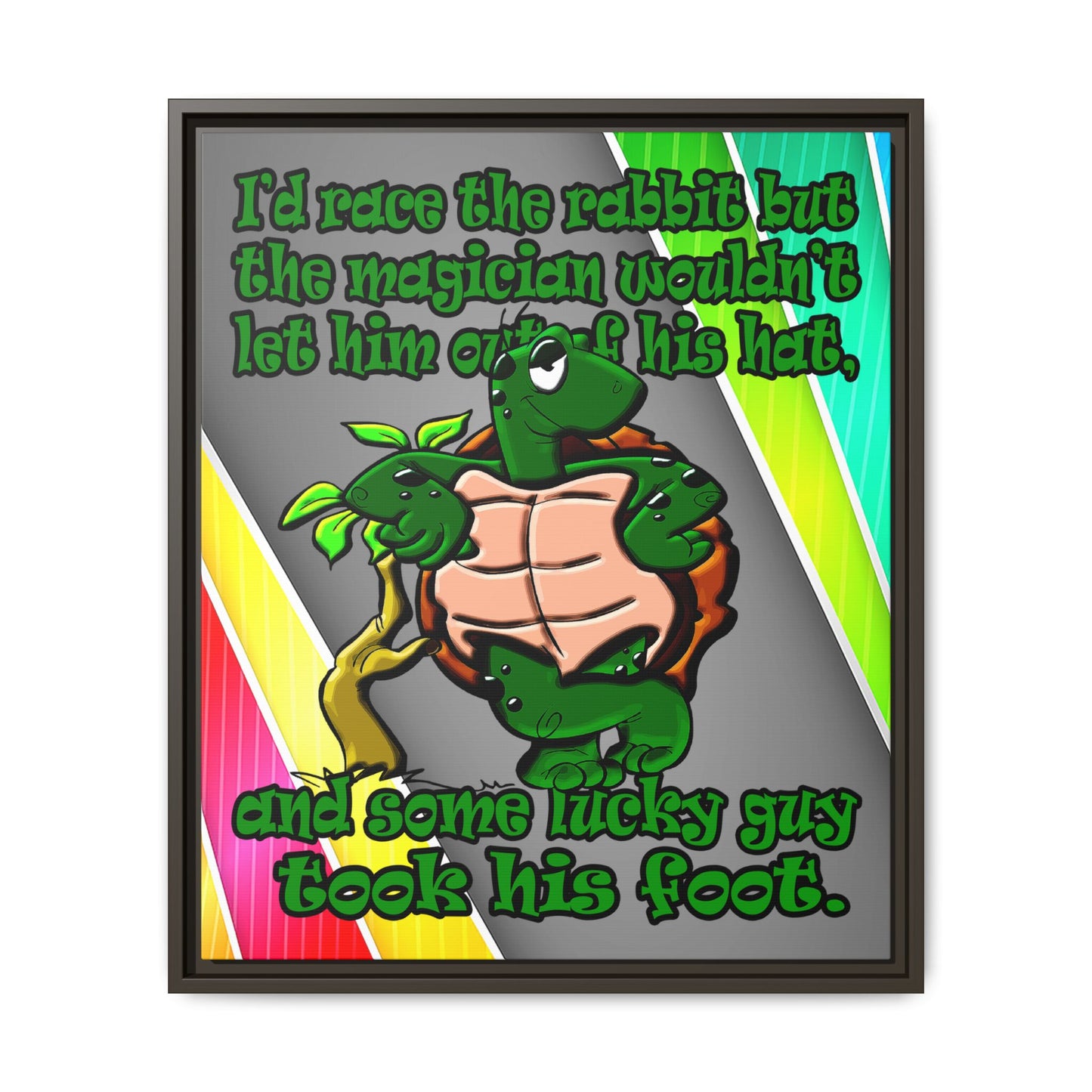 turtle race - framed canvas art (rainbow split)