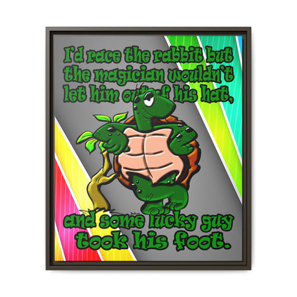 turtle race - framed canvas art (rainbow split)