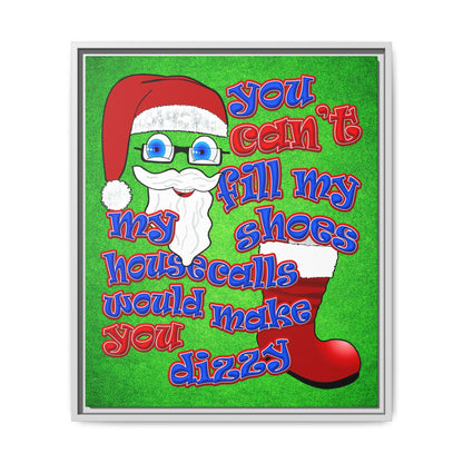 santa's shoes - framed canvas art (green turf)