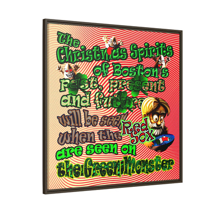 christmas spirits of boston - framed canvas art (yellow-orange wave)