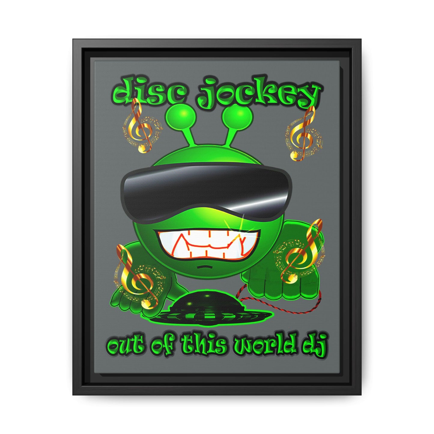 disc jockey - framed canvas art (dark grey)