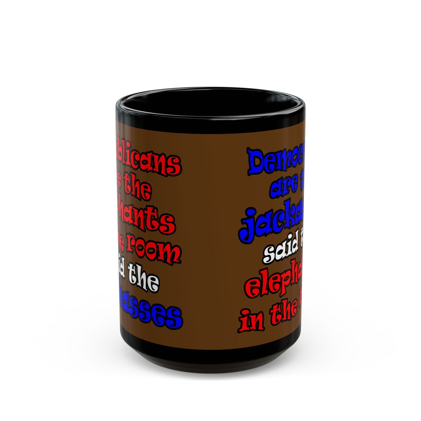 donkeys and elephants - Black Mug (brown)