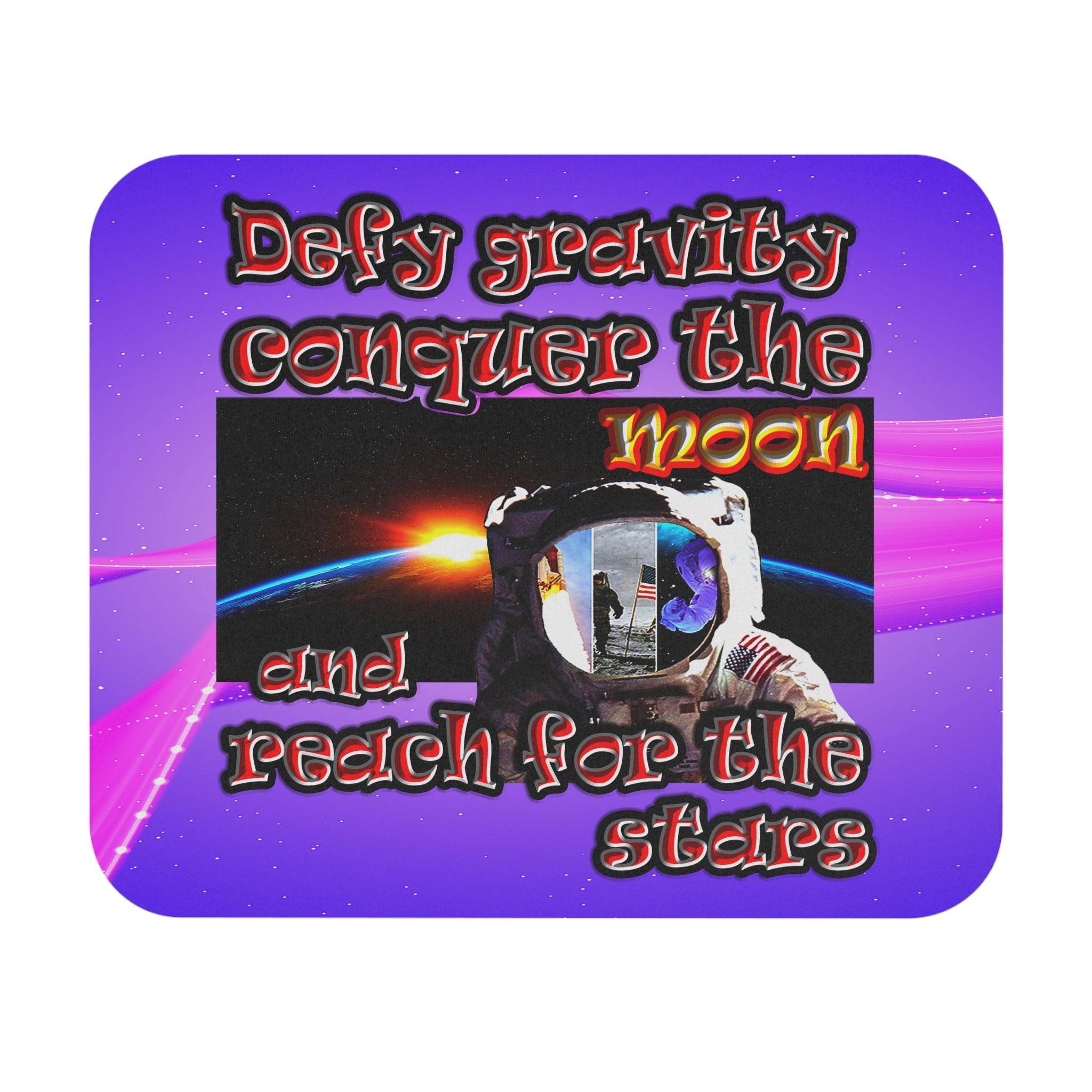 defy conquer reach - Mouse Pad (Rectangle) (purple-pink wave)