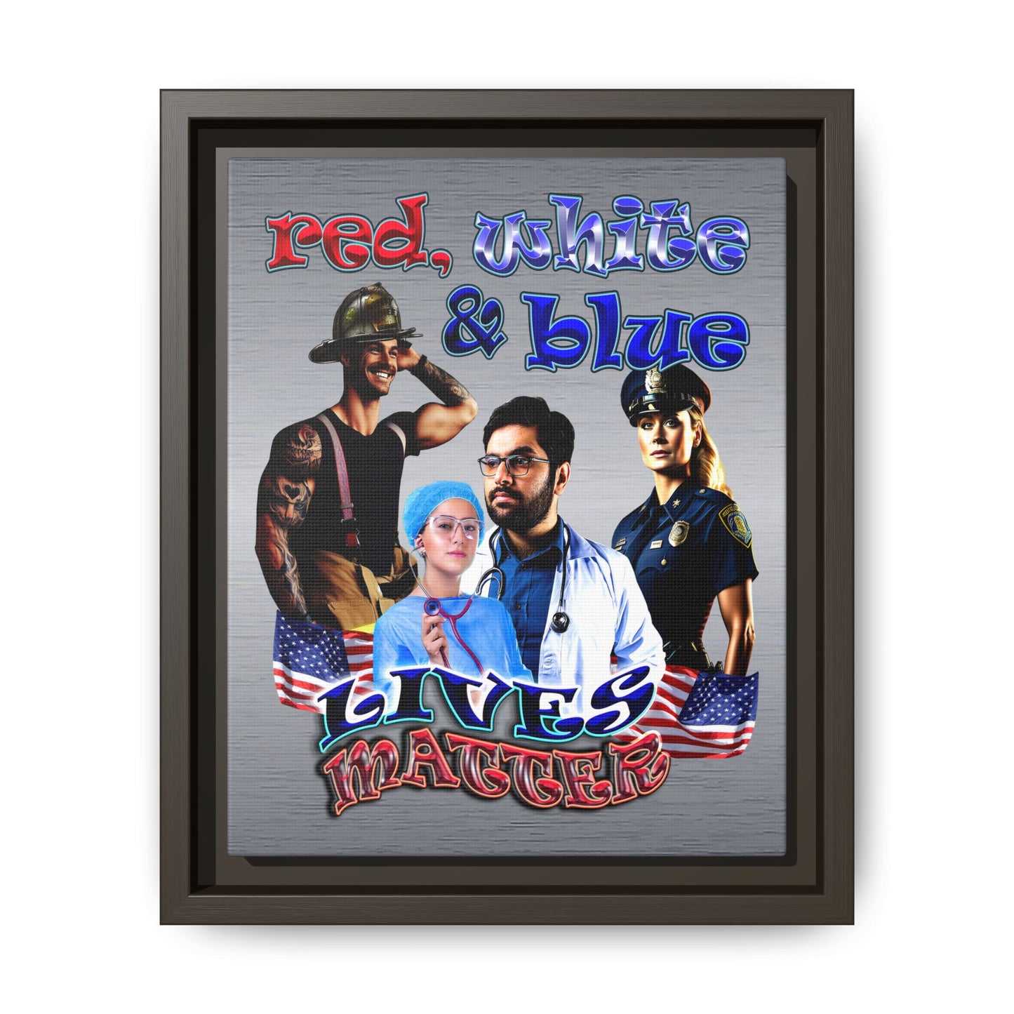 rw&b lives matter - framed canvas art (brushed nickel)