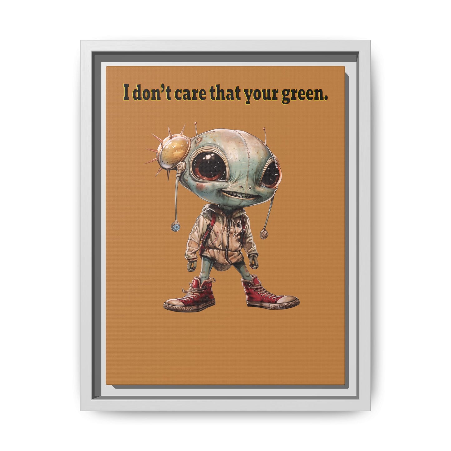 I don't care that your green - framed canvas art (light brown)