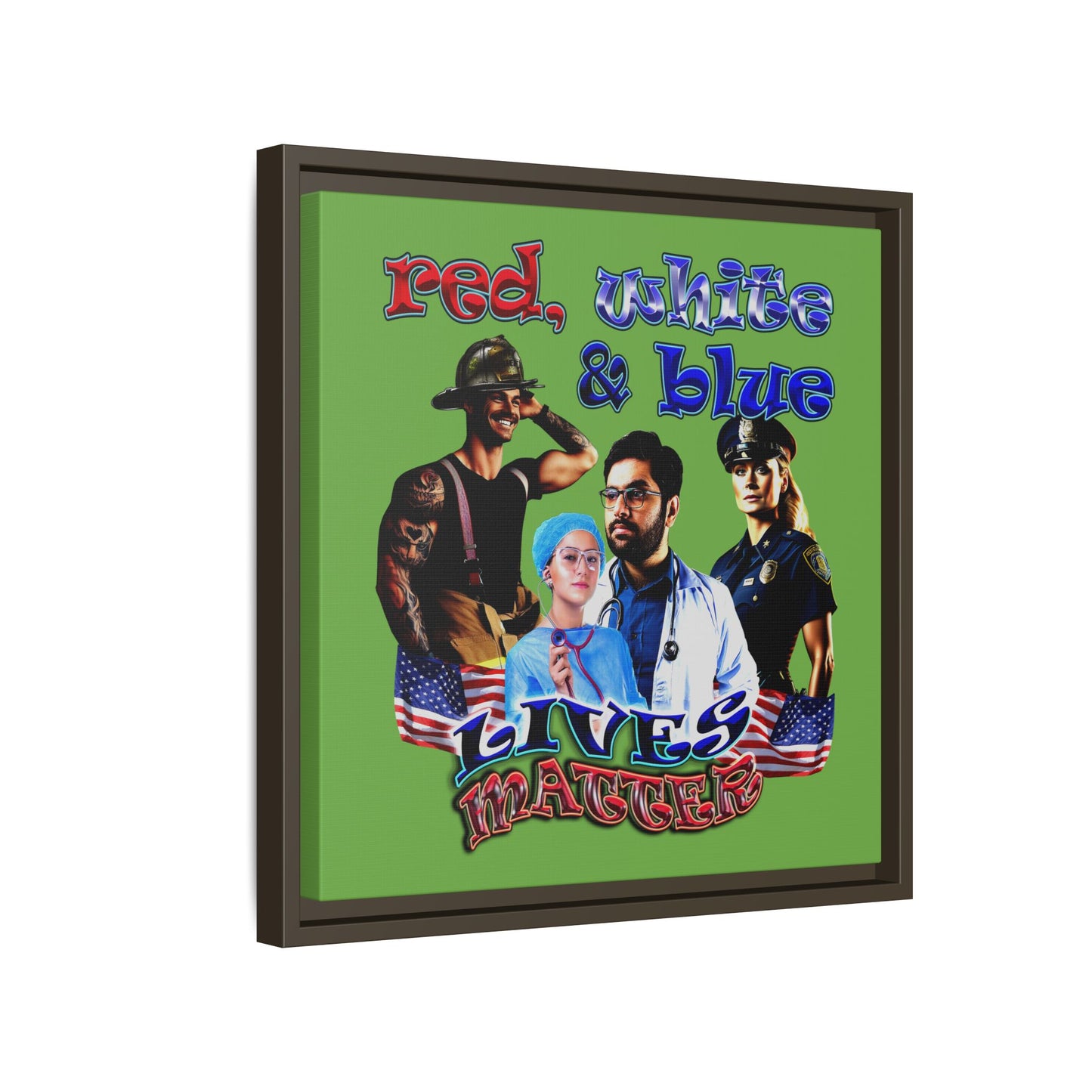 rw&b lives matter - framed canvas art (green)