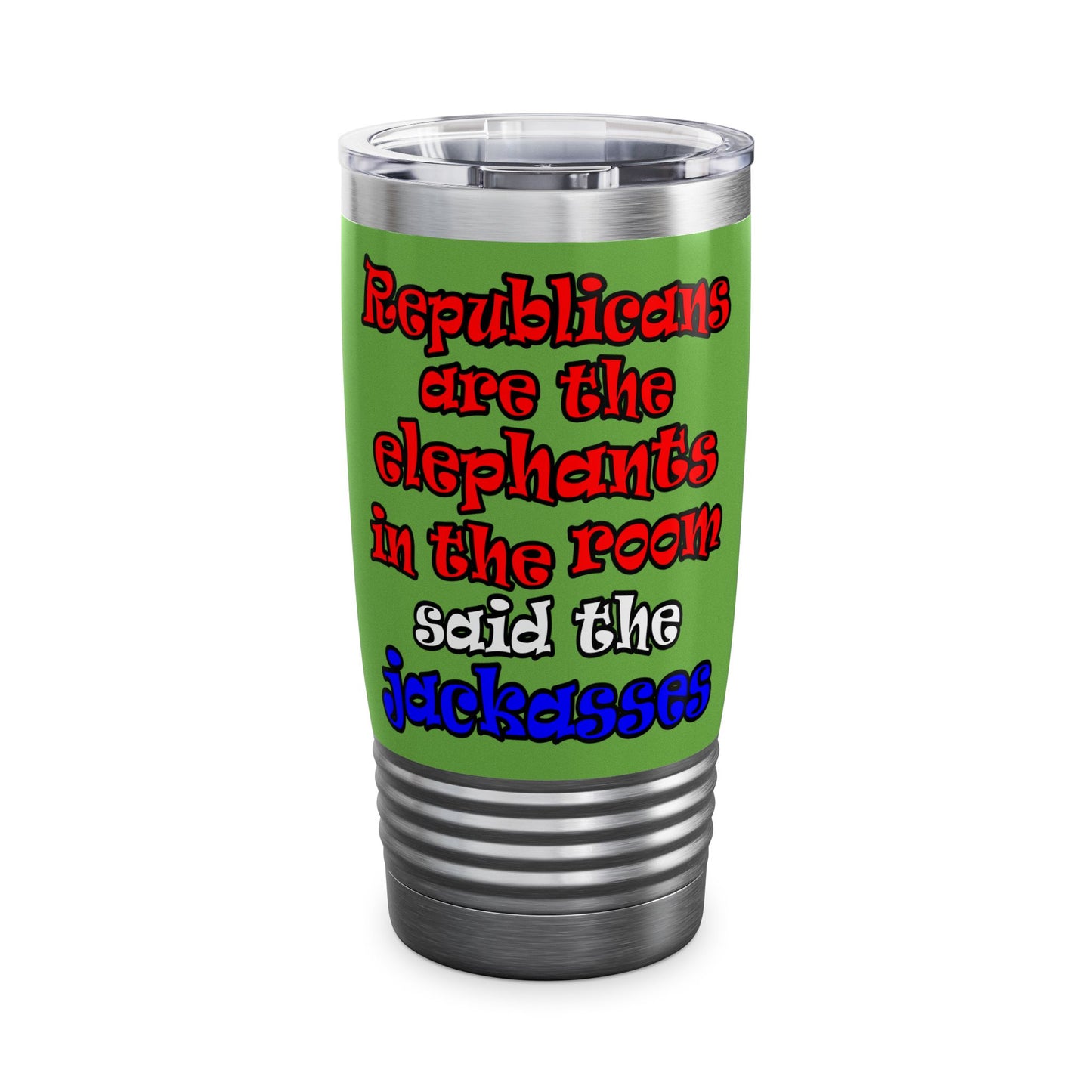 donkeys and elephants - Ringneck Tumbler, 20oz (green)