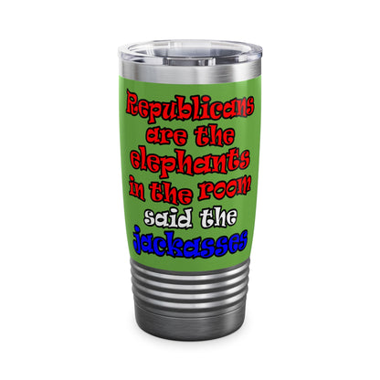 donkeys and elephants - Ringneck Tumbler, 20oz (green)