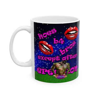 hoes b4 bros - White Mug ('snoops' background)