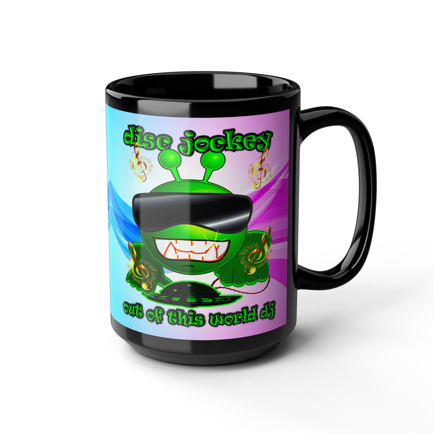 disc jockey - Black Mug (light blue-pink wave)