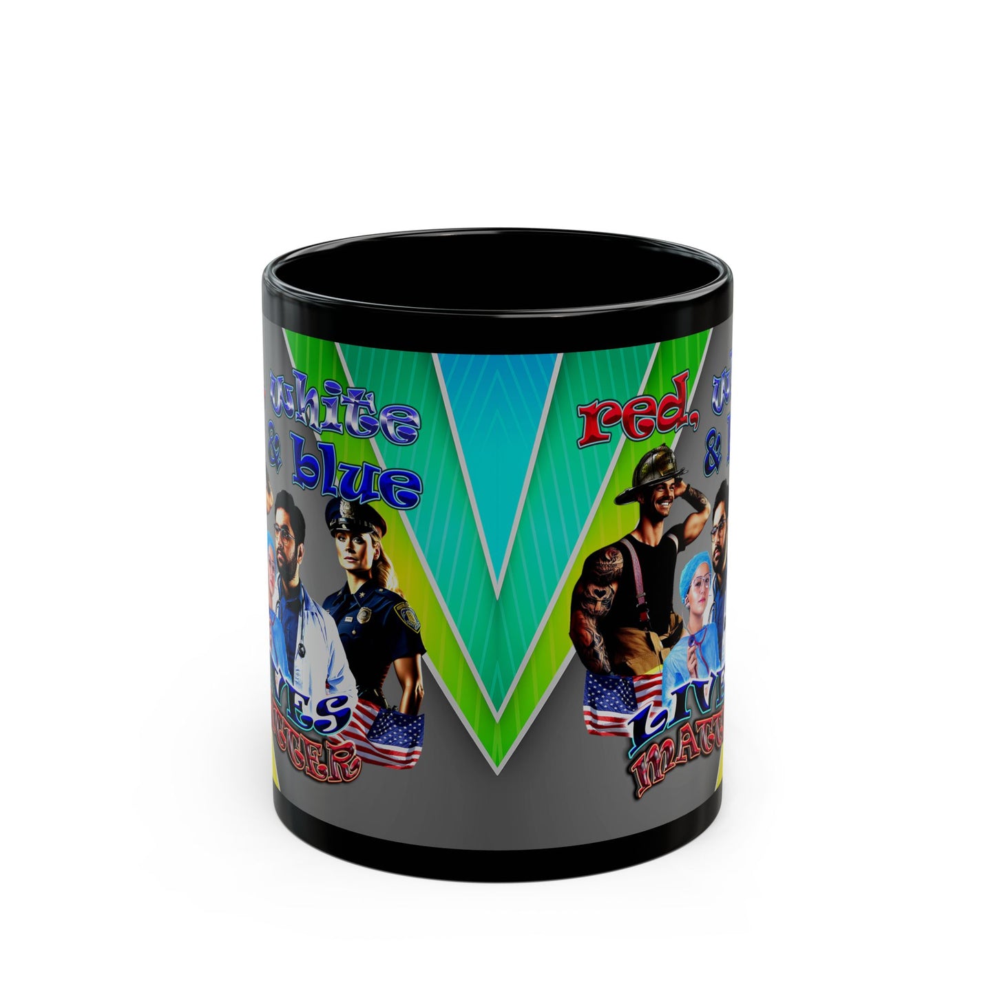 rw&b lives matter - Black Mug (rainbow split)