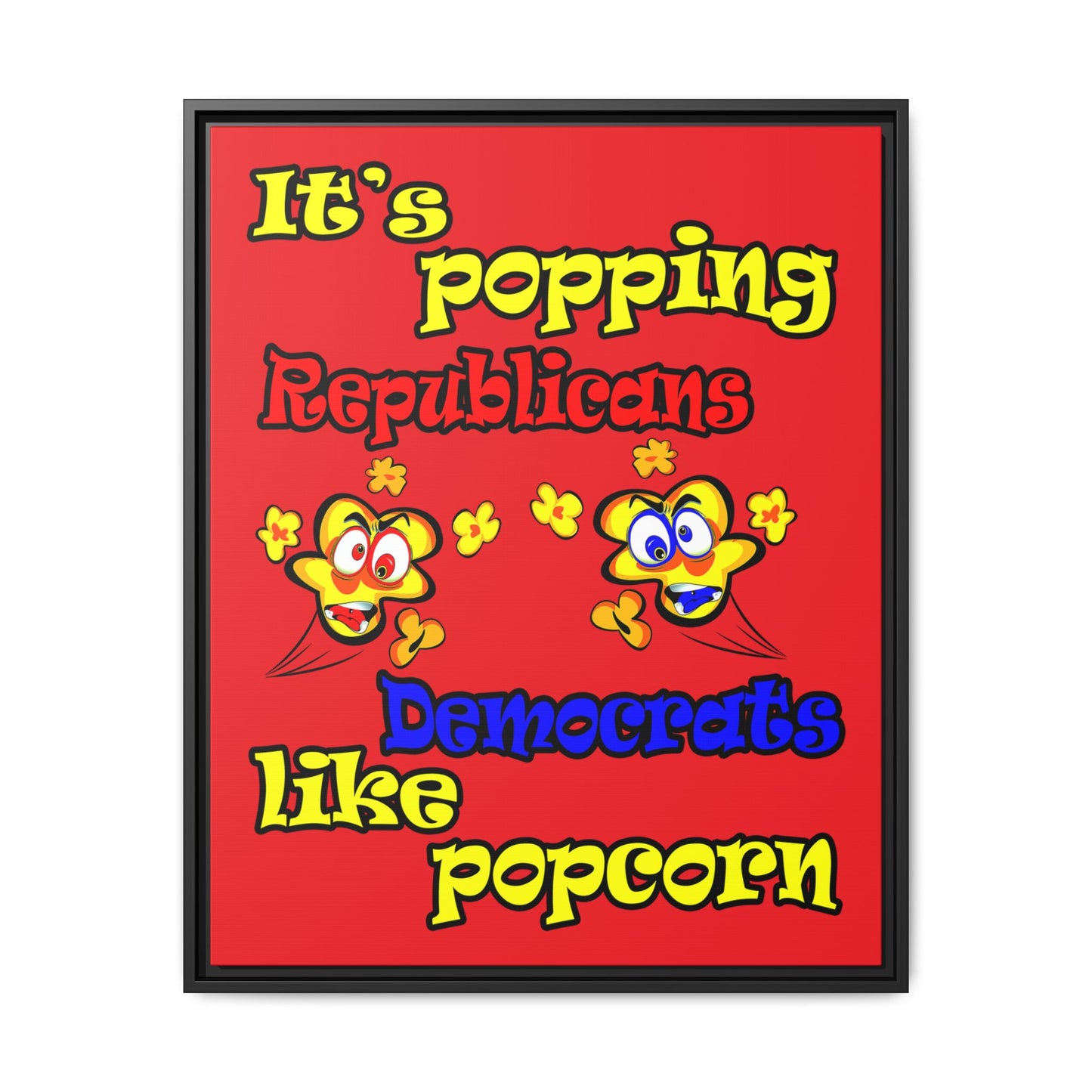 popping like popcorn - framed canvas art (red)