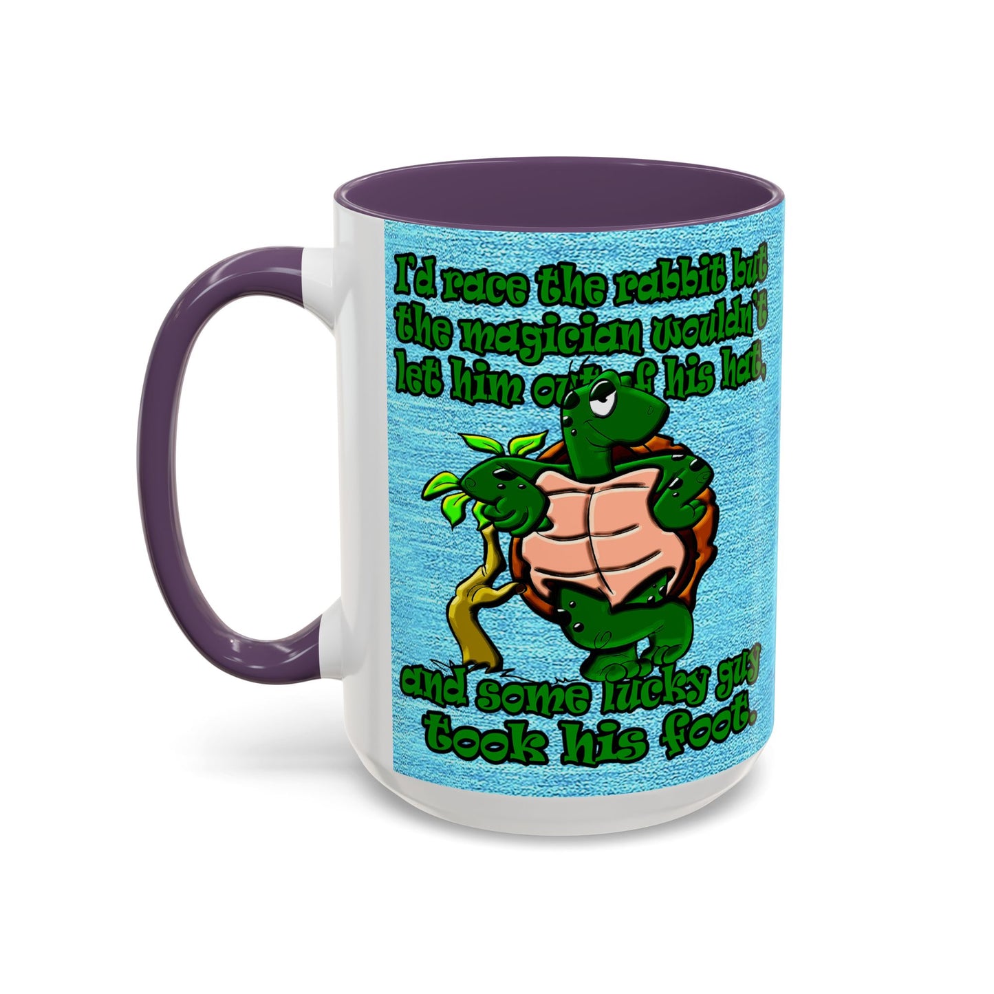 turtle race - Accent Mug (faded dark blue)