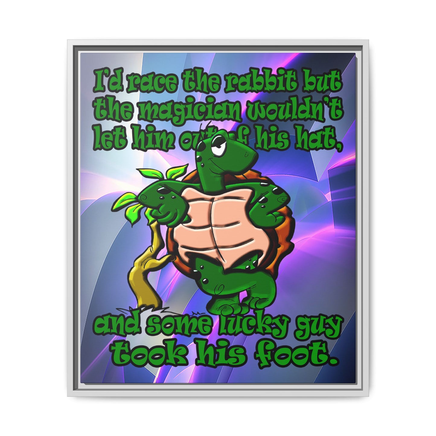 turtle race - framed canvas art (grey-pink wave)