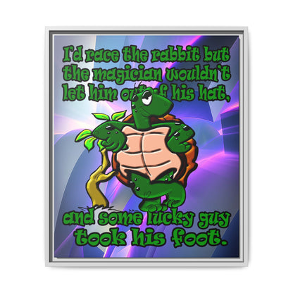 turtle race - framed canvas art (grey-pink wave)