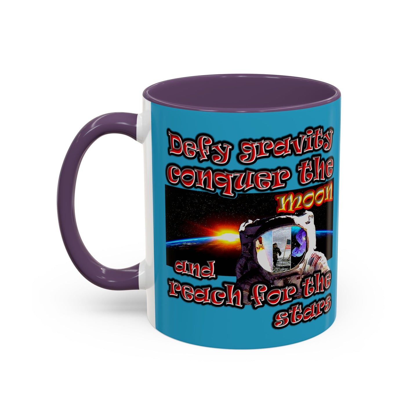 defy conquer reach - Accent Mug (turquoise)