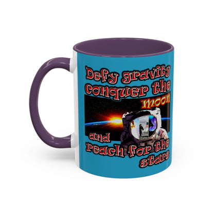 defy conquer reach - Accent Mug (turquoise)