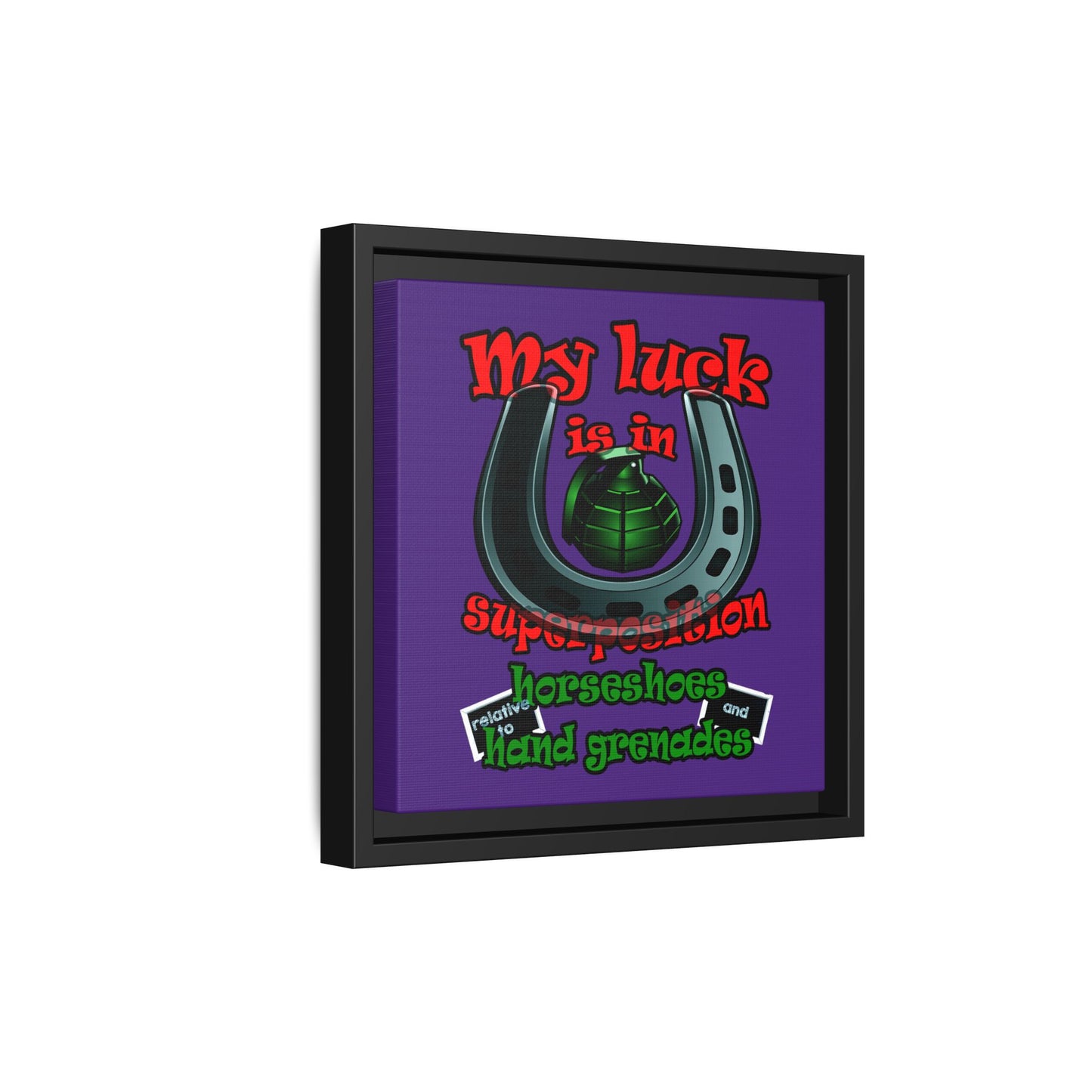 my luck - framed canvas art (purple)