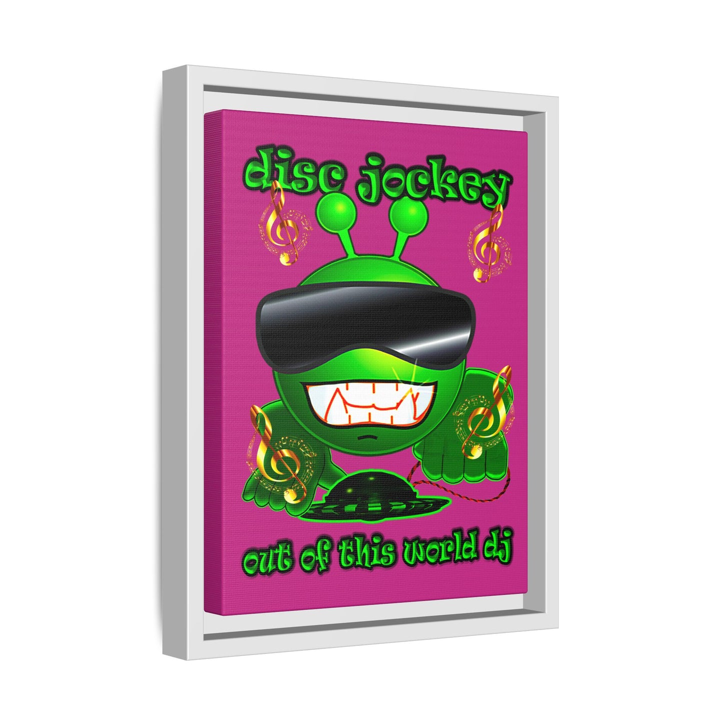 disc jockey - framed canvas art (pink)