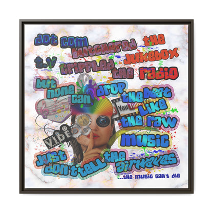 drop the beat - framed canvas art (white marble)