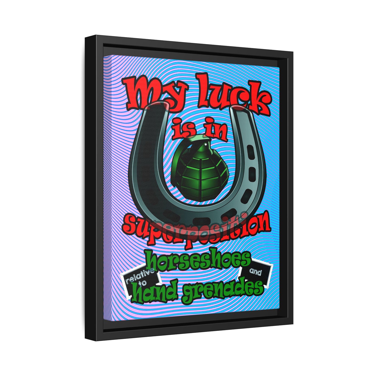 my luck - framed canvas art (light blue-purple wave)